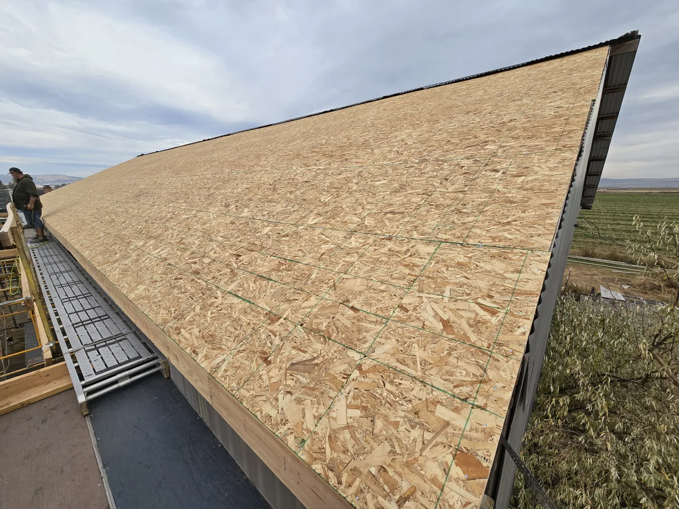 During photo of a Tulelake metal roof project by Linkville Roofing and Siding