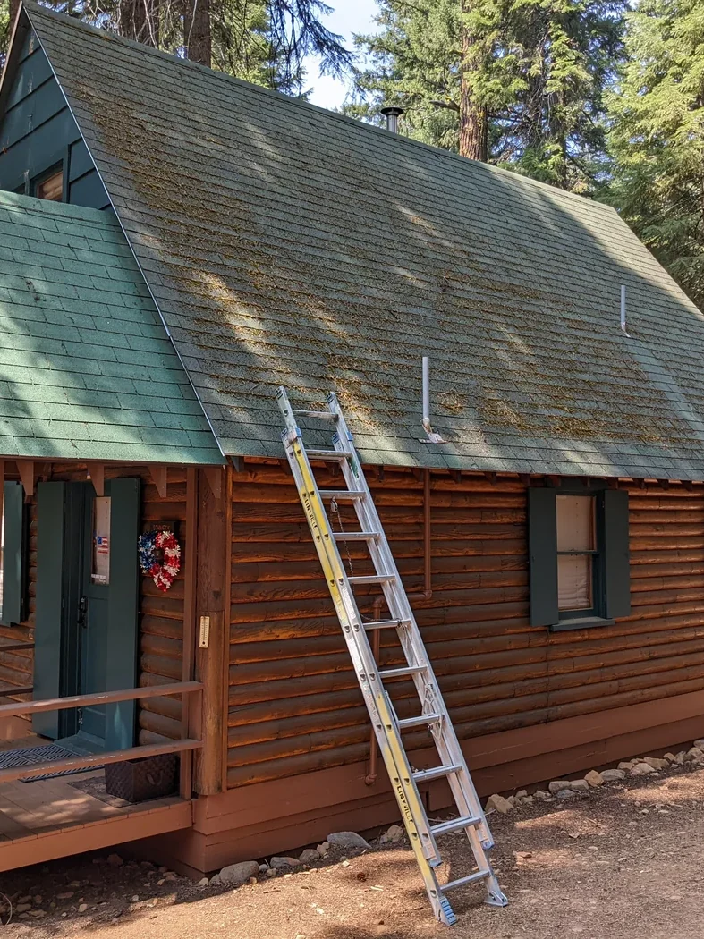 Before photo of asphalt shingle roofing project by Linkville Roofing and Siding