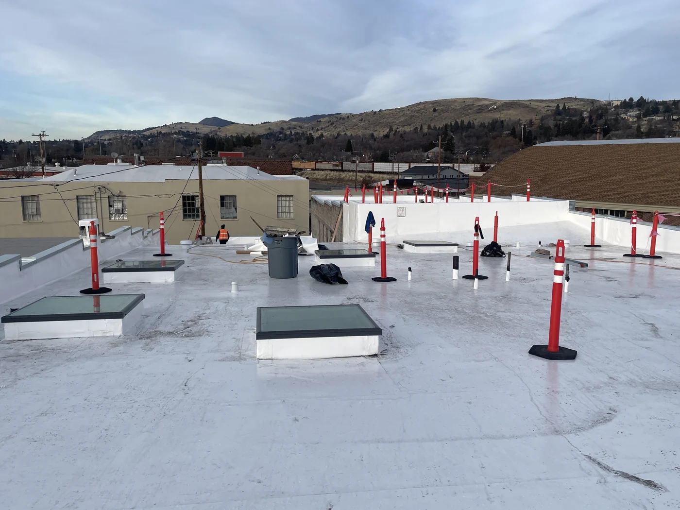 After photo of commercial flat roof work by Linkville Roofing and Siding